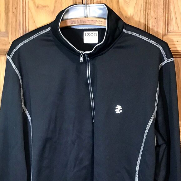 New IZOD Golf1 Quarter Zip Mock Neck Mens Size  XL Black Long Sleeve Sun Control - Picture 2 of 12